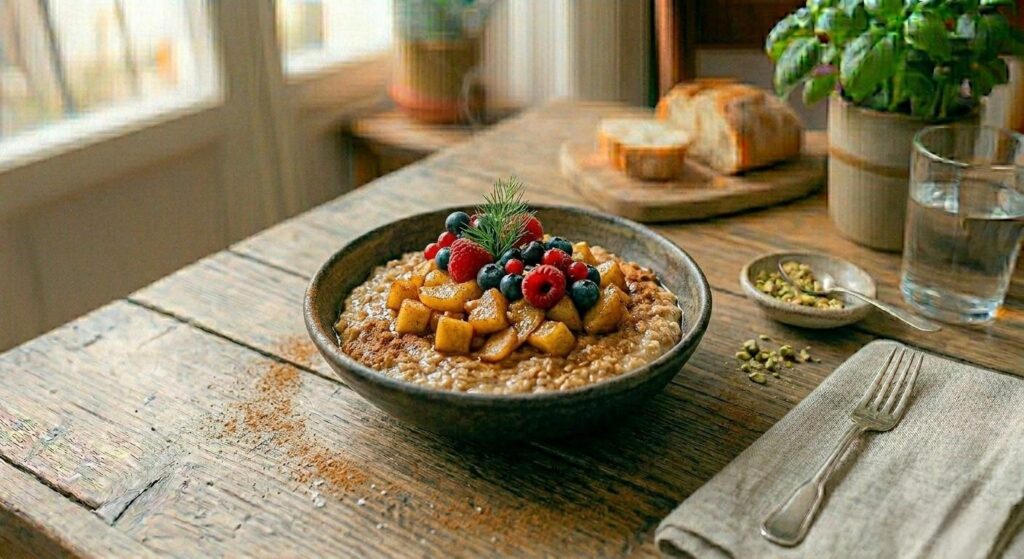 Porridge cremoso mela e cannella