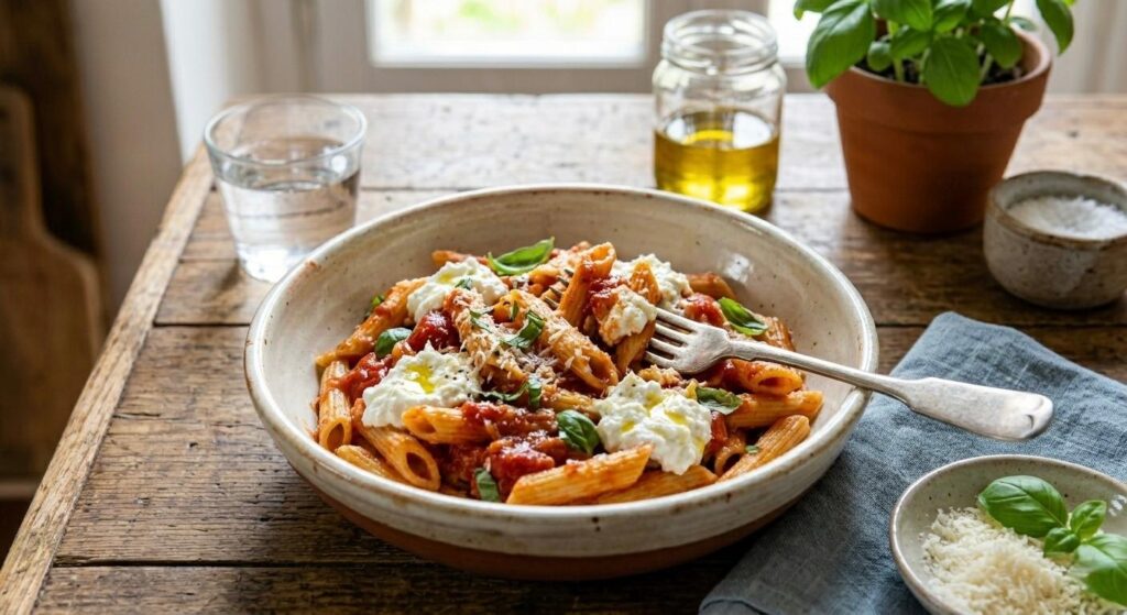 Pasta pomodoro e ricotta light: ricetta cremosa, veloce e leggera