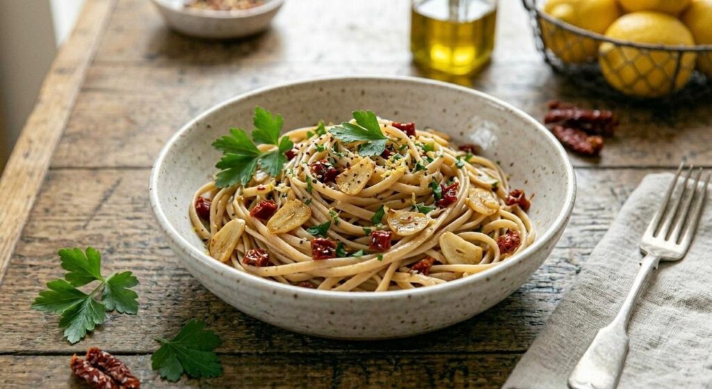Pasta aglio olio light rivisitata: ricetta veloce, cremosa e leggera