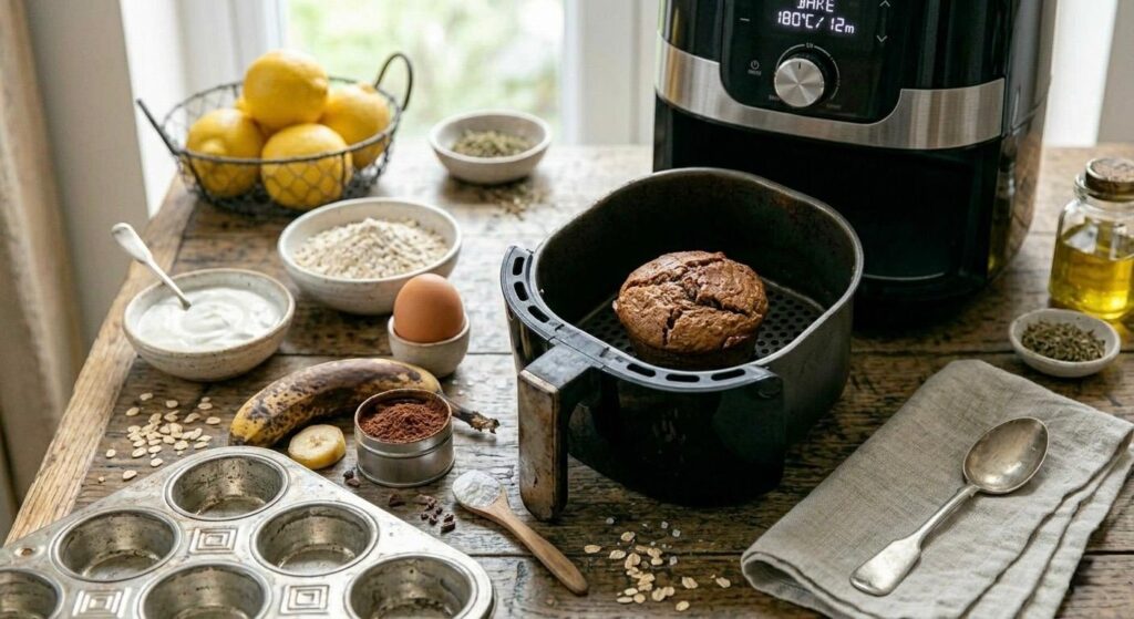 Scopri i muffin proteici air fryer: ricetta light, soffice e veloce perfetta per colazione o merenda.