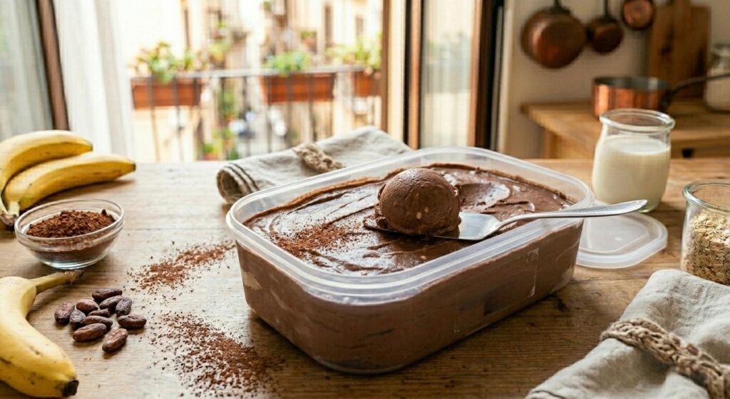 Gelato fit banana e cacao: senza zucchero, cremoso e facilissimo